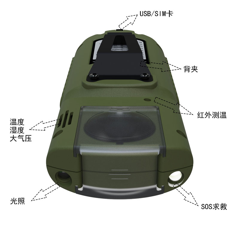 袖珍手持气象仪产品外观图后面